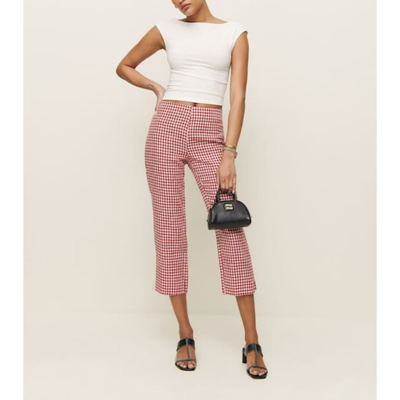 Reformation 'Petra' Red Linen Pedal Pusher Pant Size 4 - Picture 1 of 4